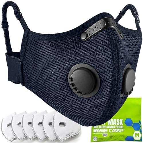 BASE CAMP Upgrade M Plus Dust Mask, Respirator Mask with 99.9% Effective Carbon Filter for Woodworking,7 Layer Breathable Face Protection for Construction, Dust, Landscaping, Sanding, Painting by BASECAMP
