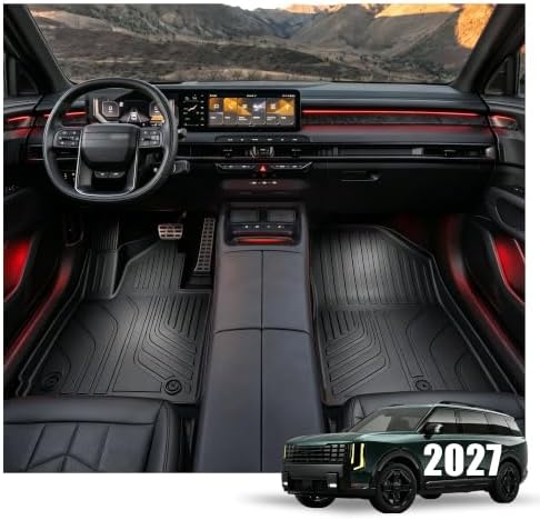 Custom Fit All Weather TPE Floor Mat for 2027 Kia Telluride Hybrid (7/8 Seats, Driver/Passenger Single Mat), Waterproof Anti-Slip Floor Liner by Unknown
