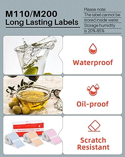 Phomemo M110/M100/M220/M250/M108 Sticker Labels- 1.57"x1.18"(40x30mm) Black on Pink, Khaki and Blue Label for Small Business, Home, Office, 230 Labels/Roll - Image 4