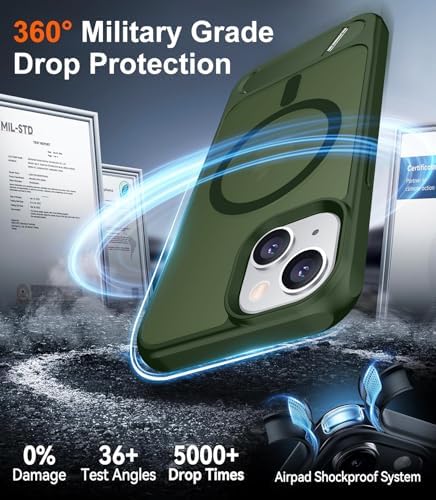 Temdan Magnetic Compatible with iPhone 14 Case/iPhone 13 Case,[Built-in Invisible Kickstand][Compatible with MagSafe][Military Grade Shockproof] Slim Translucent Matte Phone Case for iPhone 14/13 6.1" - Image 4