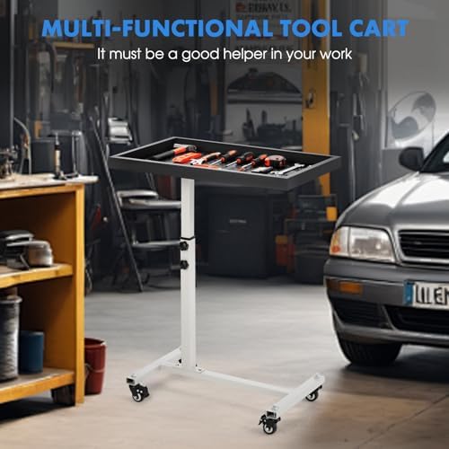 OLBRUS Adjustable Work Table, Mechanic Rolling Tool Tray Table, Gray - Image 5