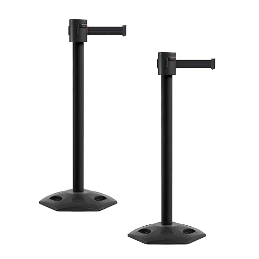 Montour Line MSR760 Set of 2 Retractable Belt Barrier Stanchion, Rubber Base by Montour+Line