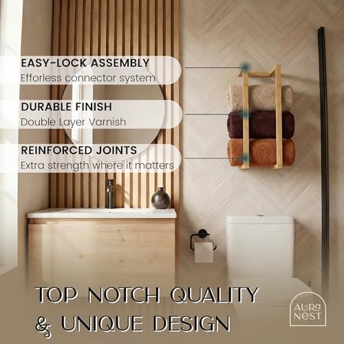 Bamboo Towel Racks - Vertical Wood Towel Rack Bamboo Bathroom Accessories, Storage, Wall Towel Rack for Rolled Towels for Bathroom Furniture, Spa Furniture and Decor (Natural, Medium) - Image 4