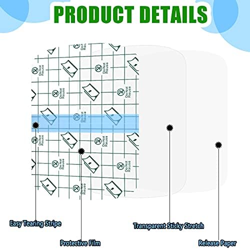 Nuanchu 50 Pcs Waterproof Transparent Adhesive Bandages Clear Adhesive Bandages Stretch Film Tape Tattoo Cover up Tape for Tattoo Swimming Shower(4 x 5.1 Inch) - Image 3