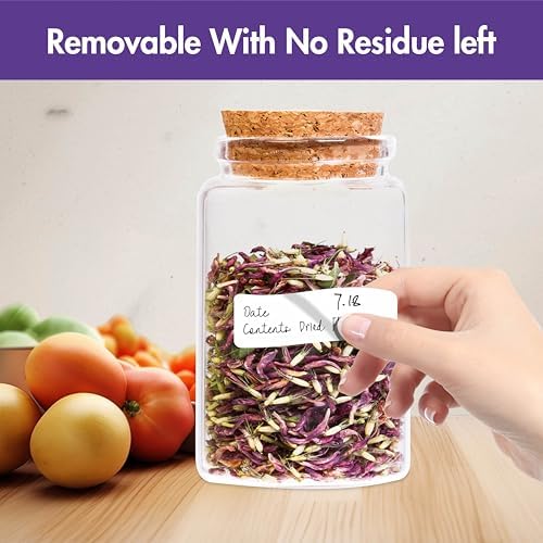 300 Removable Blank Food Labels, Water/Oil/Tear Resistant with Perforation Line for Freezer Food Containers Jars Pantry Organization (Each Measures 1” x 2”) - Image 3