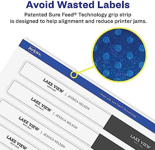 Avery Durable Waterproof Wraparound Rectangle Labels with Sure Feed Technology,1-1/4" x 9-3/4",Matte White,40 Customizable Labels for Laser and Pigment-Inkjet Printers (22845),(Pack of 5) - Image 4