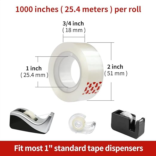 12 Rolls Transparent Tape Refills - Image 3