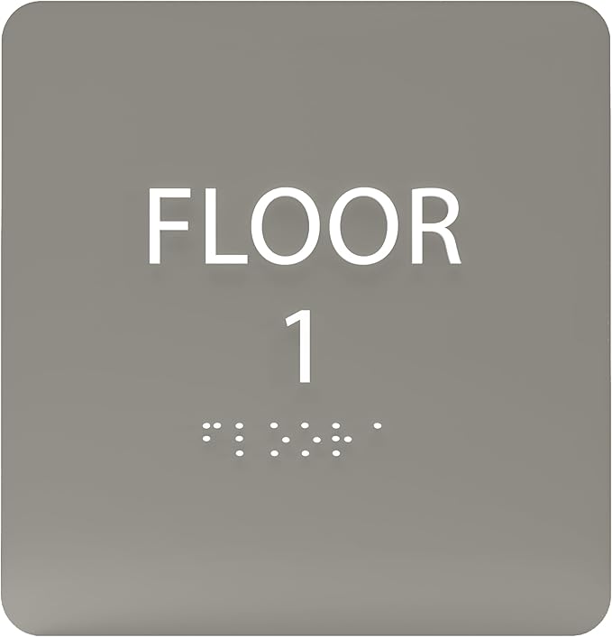 Clean Grey ADA Floor 1 Sign by ADACentralSigns