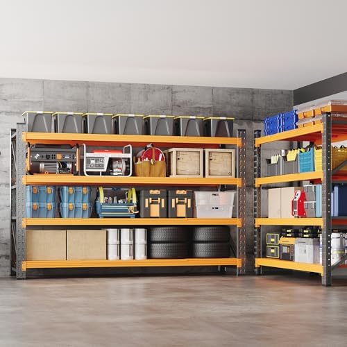 BYNSOE 71" W Storage Shelves 5000lbs Garage Metal Shelving Heavy Duty Garage Shelves Adjustable Storage Shelves for Industrial, Factory (Black-Orange, 71" W x 24" D x 69" H) - Image 6