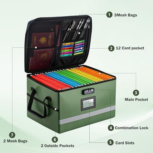 EXLIFBAG Fireproof File Organizer with Lock, 1 Layer - Image 2
