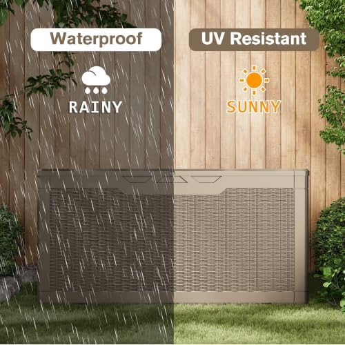 JUMMICO 100 Gallon Resin Deck Box, Waterproof Outdoor Storage Box - Image 6