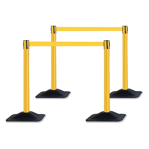 4 Pack Yellow Crowd Control Stanchion Set by OranclUS
