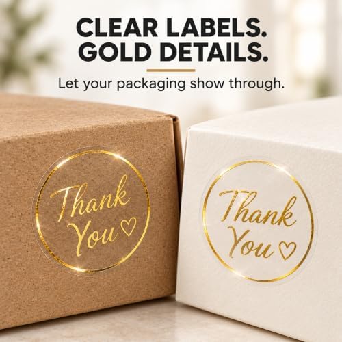 Thank You Stickers for Small Business, 500 Clear Round, 1.5 Inch - Image 2