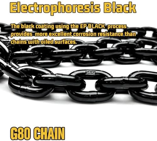 G80 Binder Chain 3/8" x 16ft - Heavy-Duty Transport Safety Chain with Clevis Grab Hooks, 7100 lbs Safe Working Load for Towing, Tie Down, Binding & Truck Logistics - Image 3