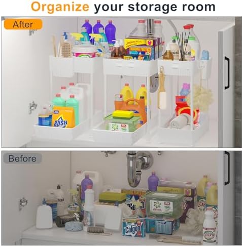 Sevenblue 3-Pack 2-Tier Under Sink Organizers with Sliding Drawers - Image 2