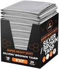 Xpose Safety Super Heavy-Duty 5' x 7' Silver/Brown Poly Tarp Bulk (20-Pack) - 16 Mil Waterproof & UV Resistant, Rip-Proof with Reinforced Edges & Grommets by XposeSafety