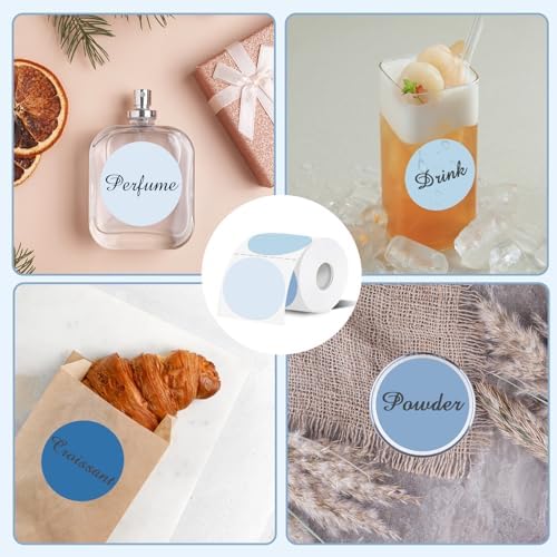 3 Inch Thermal Label,Blue Round Thermal Printer Label,Waterproof Thermal Stickers for DIY Logo Design,Name Tag,Thanks Card 300 Labels/Roll (Blue) - Image 6