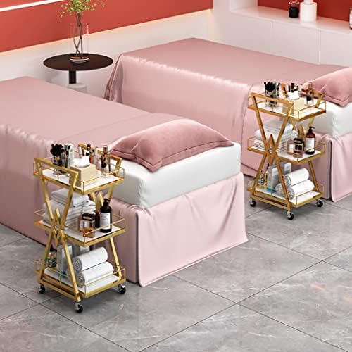 Metal Beauty Salon Trolley with 3 Shelves Rolling Manicure Cart for Spa & Salon Use Black Utility Cart for Beauty Professionals Mobile Service Cart - Image 3