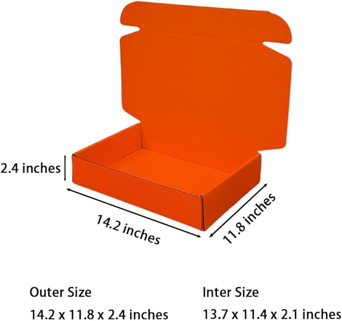 12 Pcs 14.2 x 11.8 x 2.4 inches Large Szie Corrugated Cardboard Gift Boxes - Image 2