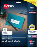 Avery Address Labels, Sure Feed and Easy Peel Technology, Glossy White Labels, 1" x 2-5/8", Permanent Adhesive, Laser/Inkjet, 300 Total (6525) by Avery