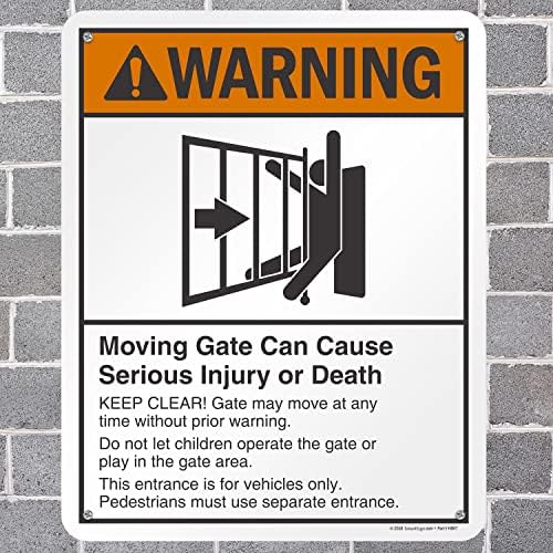 SmartSign 30 x 24 inch “Warning - Moving Gate Can Cause Injury Or Death” Metal Sign, 80 mil Laminated Rustproof Aluminum, Black, White and Orange, Made in USA - Image 4