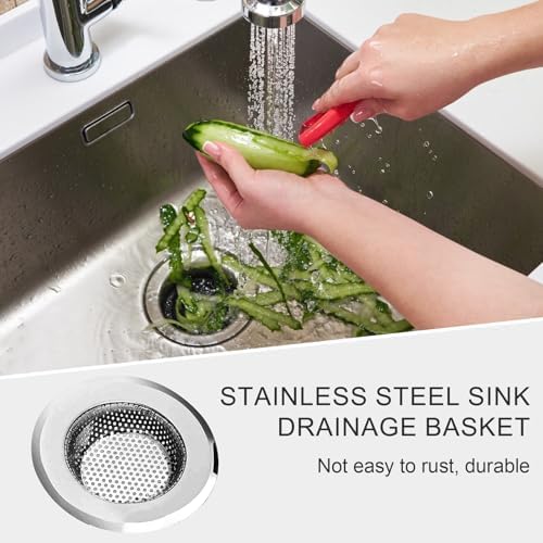3pcs Heavy Duty Stainless Steel Slop Basket Filter Trap, 4.5" Top / 2.95" Mesh Metal Sink Strainer,Perfect for Kitchen Sink/Bathroom Bathtub Wash Basin Floor Drain Balcony Drain Hole,Utility - Image 5