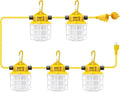 50ft LED Construction String Lights, 75W 7500LM Industrial Grade Super Bright String Work Lights for Construction Sites, Temporary Work, Renovation, Jobsite, and all outdoor lighting(50ft-5lights) by LightupEveryCorner