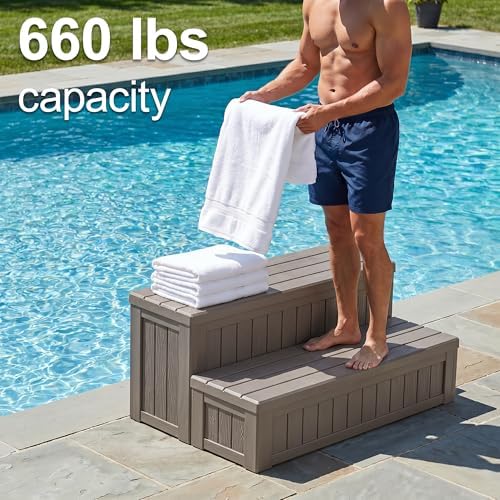 Fancyango Hot Tub Steps with Storage 36.6" L Gray - Image 4
