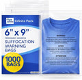 Infinite Pack 6" X 9" 1000 CT Self Seal Clear Poly Bags with Suffocation Warning for Packaging, Shipping Permanent Adhesive by InfinitePack