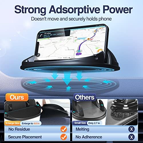 Loncaster Car Phone Holder, Car Phone Mount Silicone Car Pad Mat for Various Dashboards, Slip Free Desk Phone Stand Compatible with iPhone, Samsung, Android Smartphones, GPS Devices and More, Black - Image 2