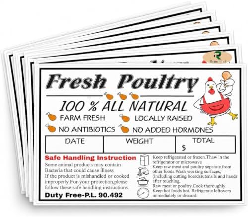 120 Poultry Freezer Labels with Safe Handling Instructions, 4 x 2.5 Inch by Unknown