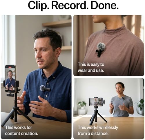 Mini Mic Pro (Latest Model – #1 Microphone for iPhone & Android, Wireless Mini Microphone, Clear Voice, Noise Cancelling, Lavalier Mic for TikTok, YouTube & Interviews - Image 3