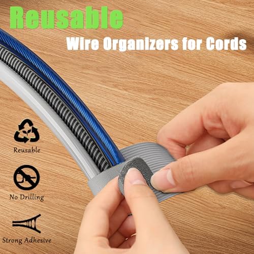 80PCS Hook and Loop Cable Straps, Cable Management Under Desk, Adhesive Cable Tie, Reusable Wire Organizer for Cords, Cord Management, Computer Accessories for Desk, Home Office Essentials, Black+Gray - Image 2