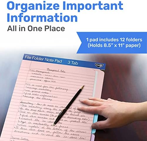 Find It File Folder Notepad, 12-Ct 3rd-Cut Tab Organizer Folders, Pastel - Image 2