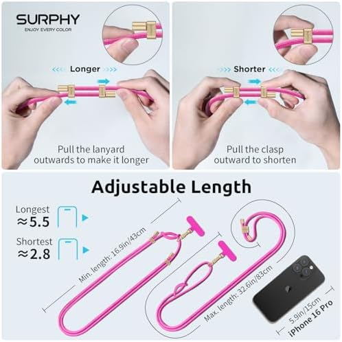 SURPHY Phone Lanyard Crossbody, Phone Strap Crossbody with 2 Tether Tabs - Image 3
