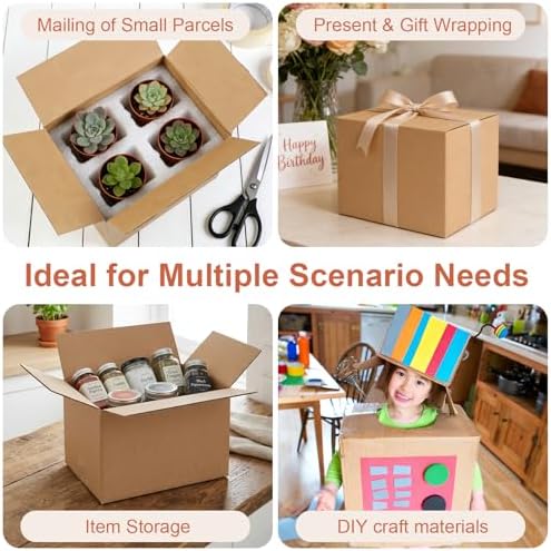 Corrugated Cardboard Boxes,4 PCS 8x6x6 inches Shipping Boxes, Brown Corrugated Cardboard Boxes for Packing, Mailing, Moving,Gifts & Storage（Brown） - Image 6
