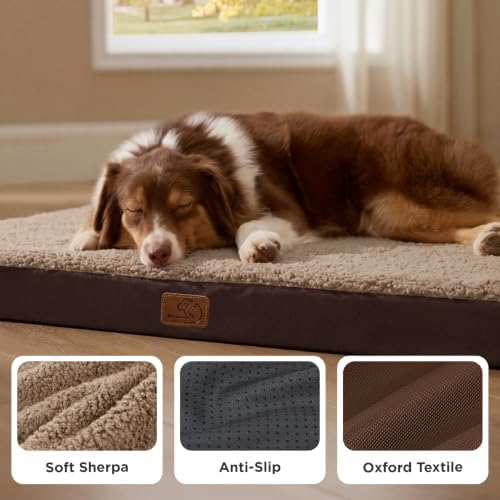 Bedsure Washable Dog Beds Large Sized Dog with Comfy Sherpa, 36x27in Brown - Image 4