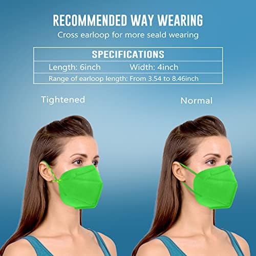 WWDOLL KN95 Face Mask 50 Pack, 5-Layers Breathable KN95 Masks, Green - Image 4