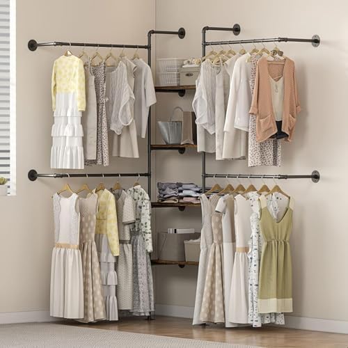 Industrial Pipe Clothing Rack with Shelves - Image 5