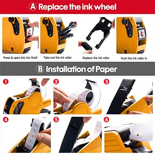 KPX Pricing Tag Gun, 8 Digits, 5150 White Labels, Yellow (Rectangular, Paper, 21*12 mm), One Touch Open System, Incl 3 Inker Rollers - Image 6