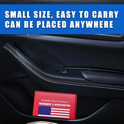 Ziciner Car Registration Insurance Holder, 2Pack Essential Auto Card Document Glove Box Organizer with Velcro Closure, Universal Car Accessories Perfect for Men & Women (Red/Blue Flag) - Image 6