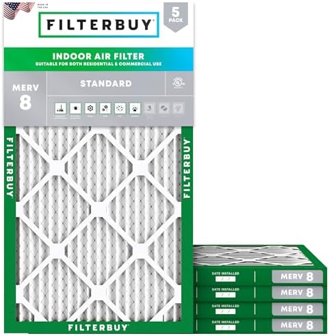Filterbuy 14x28x1 Air Filter MERV 8 Dust & Allergy Defense (5-Pack) by Filterbuy