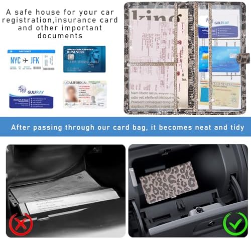 Ziciner Car Registration and Insurance Holder, Auto Card Document Glove Box Organizer with Magnetic Closure, Universal Vehicle Interior Accessories for Cars SUVs (Leopard-Large) - Image 5