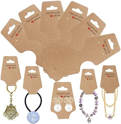 200PCS Bracelet Display Cards Necklace Holder Cards Self Adhesive Jewelry Packaging Selling Card for Small Business (Brown, 1.8x4.7 inches) - Image 4