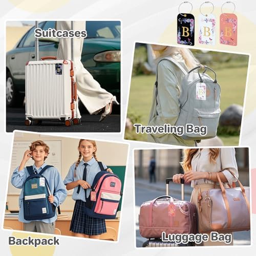 3 Pack Luxury Floral PU Leather Luggage Tags, Travel Accessories Gift (B) - Image 6