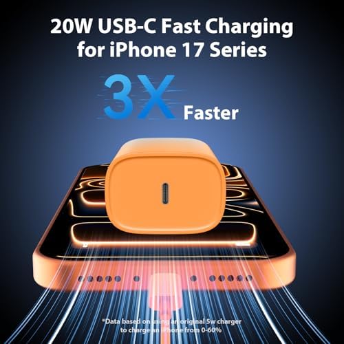 iPhone 17 16 15 Charger Fast Charging Type C Chargers USBC Fast Charger Block& iPhone 17 Charger Cord 10FT Long USB C Charging Cable for Phone 17/17 Pro/17Pro Max/Air/Phone 16 15 Pro Max,Cosmic Orange - Image 2