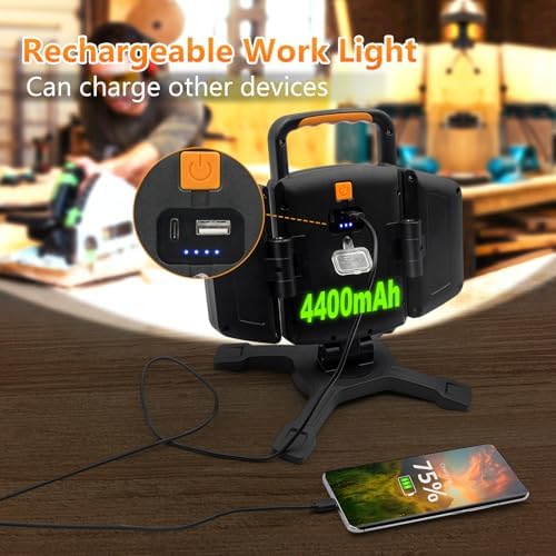 TRESDA 3000LM Rechargeable Work Light, Magnetic LED, Foldable & Portable - Image 5