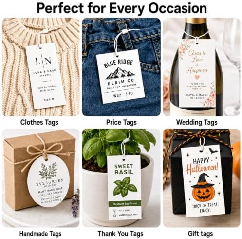 100 PCS Custom Hang Tags, Personalized Tags with Logo Text Image - Image 2