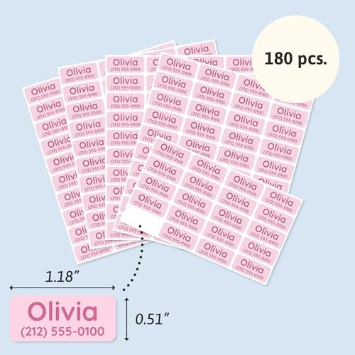 TeddyLabels - Clothing Labels for Nursing Home (180) – Self-Adhesive Name Tags for Clothes and Personal Items. Personalized Labels for Daycare, Nursing Homes, and Laundry Use - Light Pink - Image 6