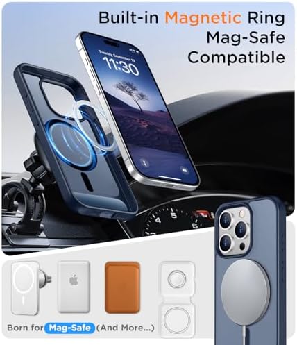 Temdan Magnetic Compatible with iPhone 15 Pro Max Case, [Built-in Invisible Kickstand][Compatible with MagSafe] [Military Grade Shockproof] Slim Translucent Matte Phone Case for iPhone 15 Pro Max 6.7" - Image 5